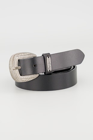 Pepe Jeans London Curea din piele cu catarama metalica, Negru