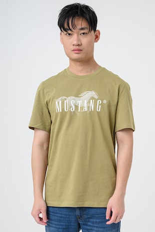 Mustang Tricou cu imprimeu logo Austin, Verde masliniu deschis