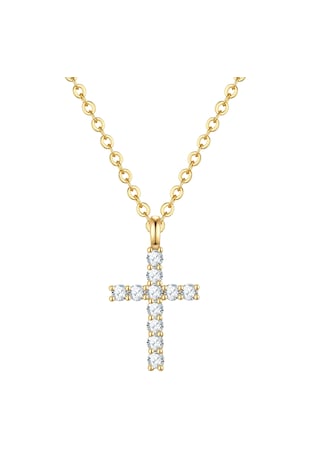 Lulu & Jane Colier placat cu aur de 14K si decorat cu pandantiv-cruce, Auriu