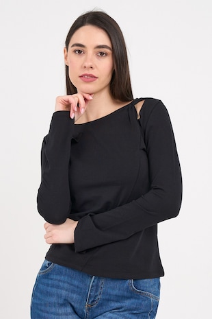 KVL by KENVELO Bluza cu decupaj, Negru