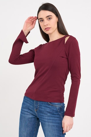 KVL by KENVELO Bluza cu decupaj, Visiniu