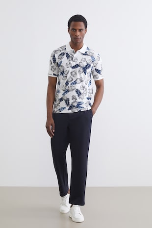 LC WAIKIKI Tricou polo de bumbac, Alb/Gri/Albastru inchis