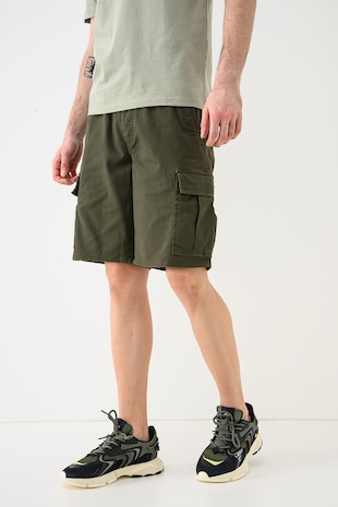 Pantaloni scurti cargo cu snur Dylan, Verde masliniu inchis