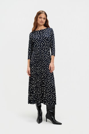 Top Secret Rochie evazata cu model, Alb/Bleumarin