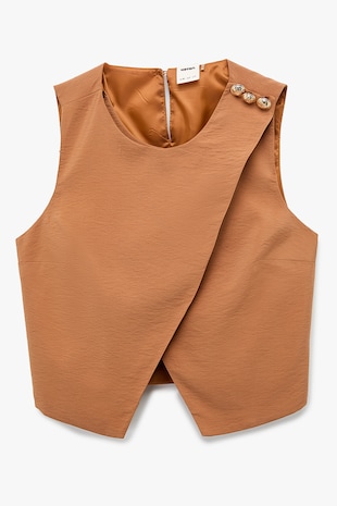 KOTON Vesta crop cu model petrecut, Maro camel