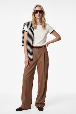 KOTON Pantaloni eleganti cu croiala ampla, Maro deschis
