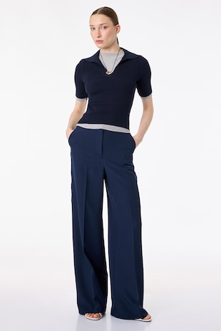 KOTON Pantaloni cu croiala ampla si buzunare laterale, Bleumarin