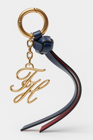 Tommy Hilfiger Breloc cu monograma metalica, Rosu/Auriu/Bleumarin