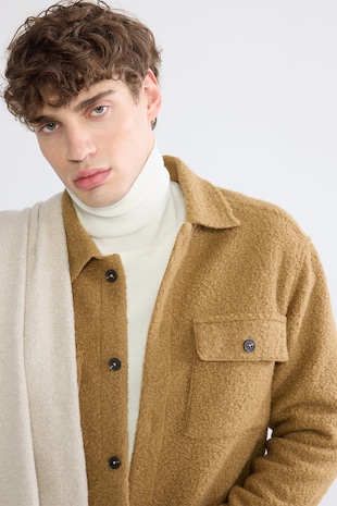 LC WAIKIKI Jacheta din material teddy cu nasturi si buzunare pe piept, Caramel