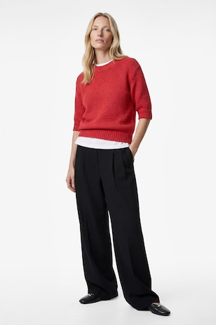 KOTON Pantaloni cu talie inalta si pliuri, Negru