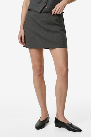 KOTON Fusta mini cu pantaloni scurti pe interior, Gri inchis