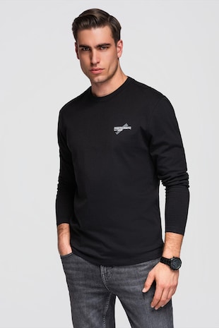 OMBRE Bluza de bumbacu cu imprimeu pe piept, Negru