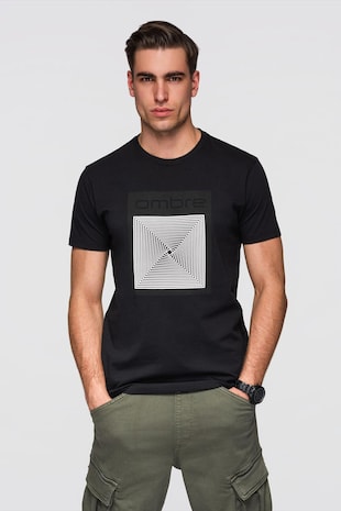 OMBRE Tricou slim fit cu imprimeu, Alb/Negru
