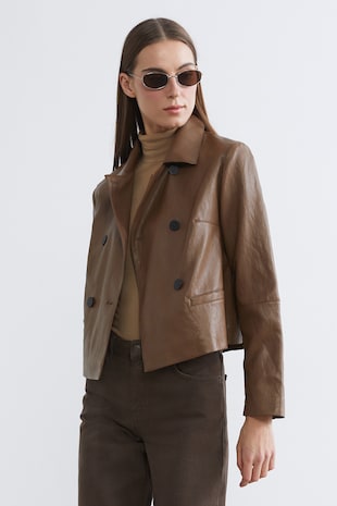 LC WAIKIKI Jacheta biker din piele ecologica cu buzunare, Caramel