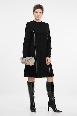 orsay Rochie evazata cu cristale, Negru