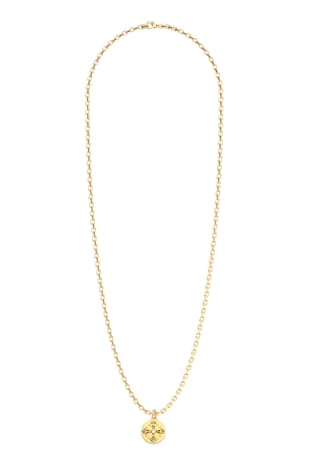GUESS Colier cu pandantiv in forma de banut decorat cu cristale Savage, Auriu