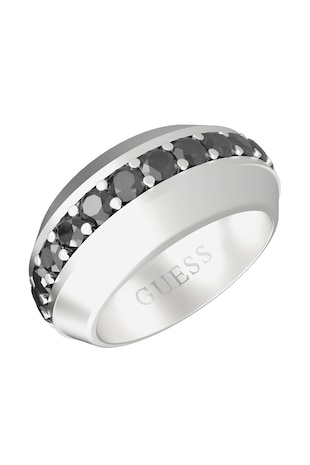 GUESS Inel din otel inoxidabil cu cristale, Argintiu