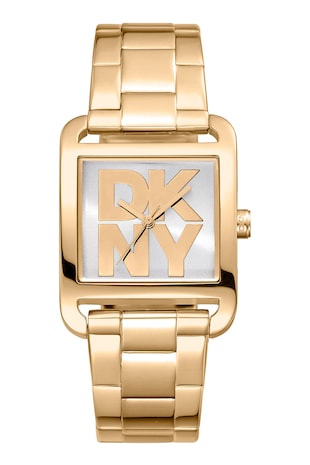 DKNY Ceas din otel inoxidabil cu logo pe cadran, Auriu