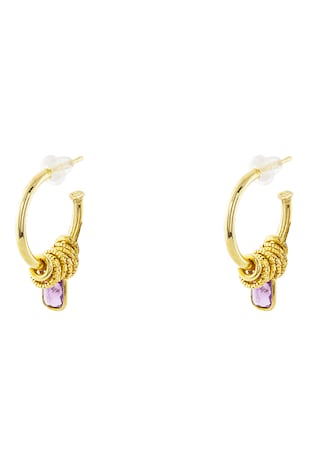 OXETTE Cercei placati cu aur de 18K si decorati cu cristale mov Rock Candy, Auriu