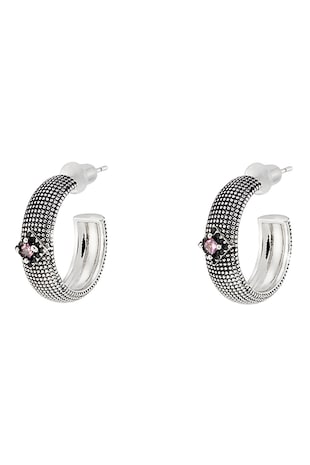 OXETTE Cercei cu pietre zirconia Natrix, Negru/Argintiu