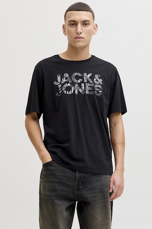 Jack & Jones Ticou din bumbac organic cu imprimeu logo, Negru