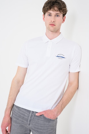Jack & Jones Tricou polo cu imprimeu logo pe piept Brandon, Alb