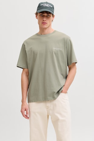 Jack & Jones Tricou din bumbac organic cu imprimeu logo pe partea din spate, Verde pal