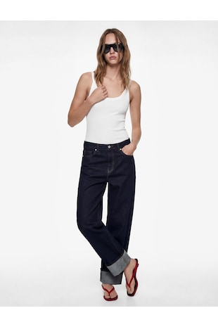 KOTON Body slim fit cu decolteu rotund, Alb optic