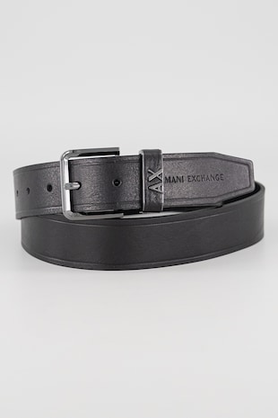 ARMANI EXCHANGE Curea din piele cu logo metalic, Negru