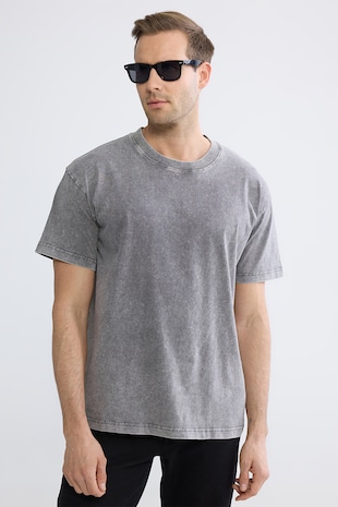 LC WAIKIKI Tricou lejer de bumbac, Gri inchis melange