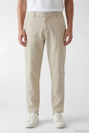 LC WAIKIKI Pantaloni chino cu talie medie, Maro camel
