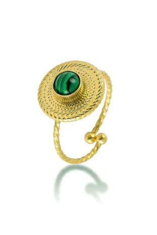 Marc Malone Inel placat cu aur de 18K, Auriu/Verde aquamarin