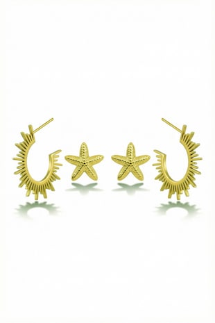 Victoria Walls Set de cercei placati cu aur de 18K - 2 perechi, Auriu