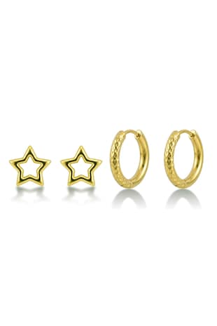 Victoria Walls Set de cercei placat cu aur de 18K - 2 perechi, Auriu