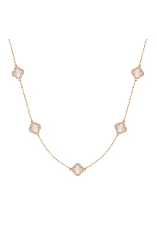 Lulu & Jane Colier din lant placat cu aur de 14K si decorat cu pietre zirconia, Auriu