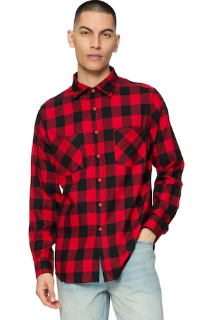 Urban Classics Camasa regular-fit din flanel cu model in carouri, Rosu/Negru