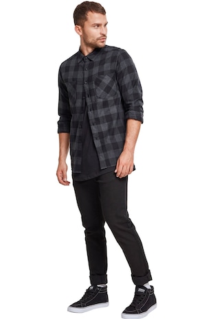 Urban Classics Camasa regular-fit din flanel cu model in carouri, Negru/Gri inchis
