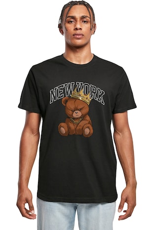 Mister tee Tricou din bumbac cu design grafic, Negru/Maro