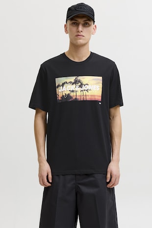 Jack & Jones Tricou regular fit cu imprimeu grafic, Negru