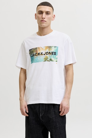 Jack & Jones Tricou regular fit cu imprimeu grafic, Alb optic