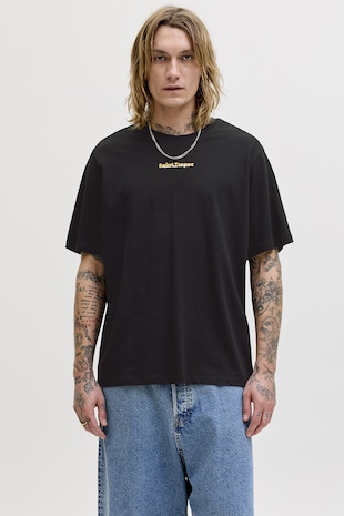 Jack & Jones Tricou regular fit cu imprimeu pe spate, Negru