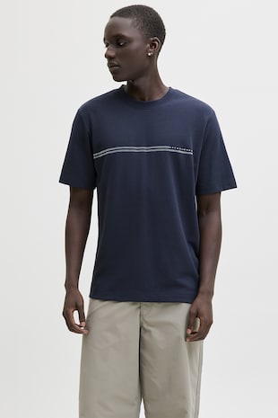 Jack & Jones Tricou lejer cu decolteu la baza gatului, Bleumarin