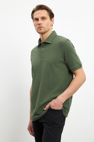 LC WAIKIKI Tricou polo cu model uni, Verde feriga