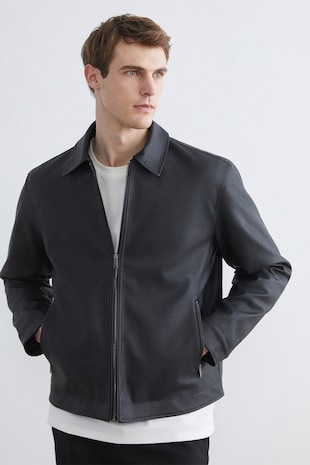 LC WAIKIKI Jacheta biker din piele ecologica, Negru