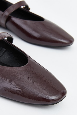 LC WAIKIKI Balerini Mary Jane din piele ecologica, Maro cognac