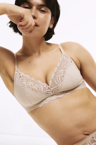 Marks & Spencer Sutien cu sustinere metalica si insertii din dantela, Bej deschis