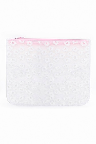 Penti Etui cu model floral, Roz pastel/Alb optic