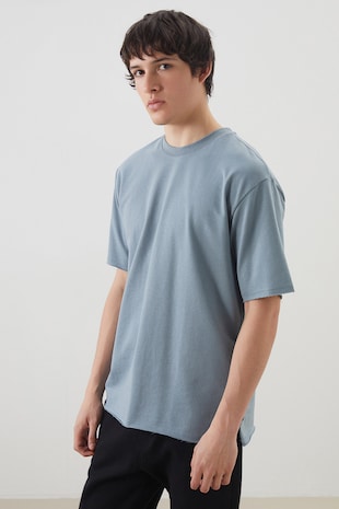 LC WAIKIKI Tricou regular-fit cu decolteu la baza gatului, Albastru prafuit