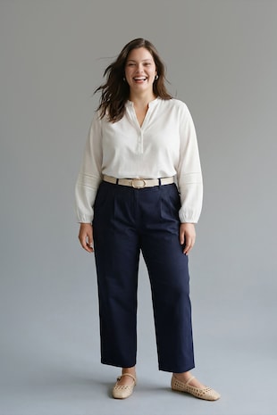 LC WAIKIKI Pantaloni cu croiala ampla si buzunare laterale, Bleumarin