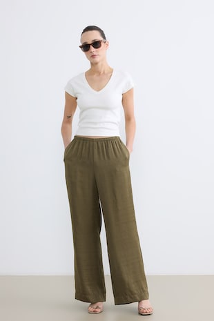 LC WAIKIKI Pantaloni relaxed-fit cu banda elastica in talie, Verde masliniu/Kaki inchis